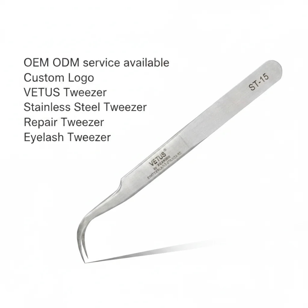 ST-15 Stainless Steel Curved Tweezers Kaisi Planas Nano Maintenance Tools for Radio Installation Personal Care Fiber