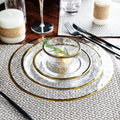 Durable Dinner Plate Glass Dinnerware Set With Fashion Gold Charger Platter Glass Dishes for Party