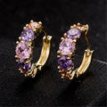 Huitan Hot Selling Multi Stone Small Hoop Earrings Silver Gold Plated Brass Jewelry Fashion Huggie Ladies Earrings for Woman