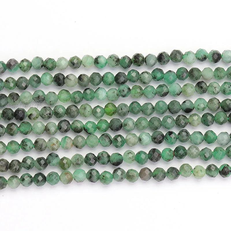 Wholesale Natural Faceted Emerald Stone Gemstone Beads Strand for Fashion Jewelry Making 2mm 3mm 4mm