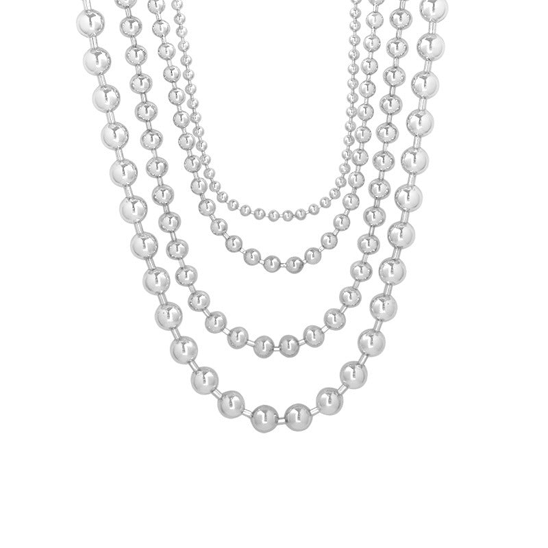 S925 Sterling Silver Polish 2mm 3mm 4mm 5mm Ball Bead Chain Necklace for Women