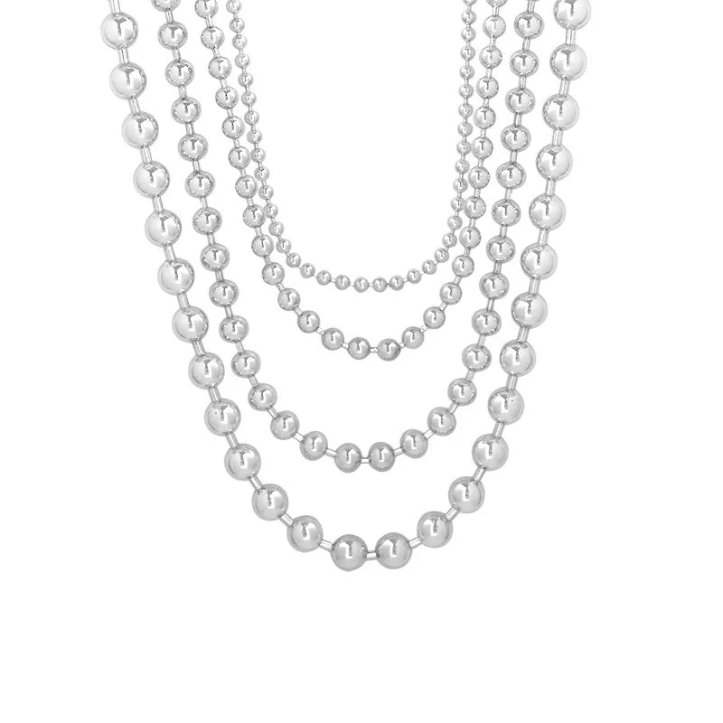S925 Sterling Silver Polish 2mm 3mm 4mm 5mm Ball Bead Chain Necklace for Women