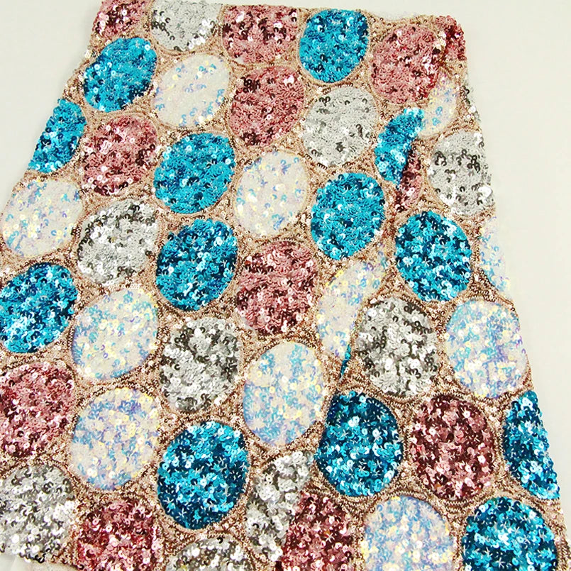 Custom-Made Full-Color Geometric Sequin Fabric Rainbow Spangle Square Colour Changing Design for Wedding Costumes Made to Order MegaBDM