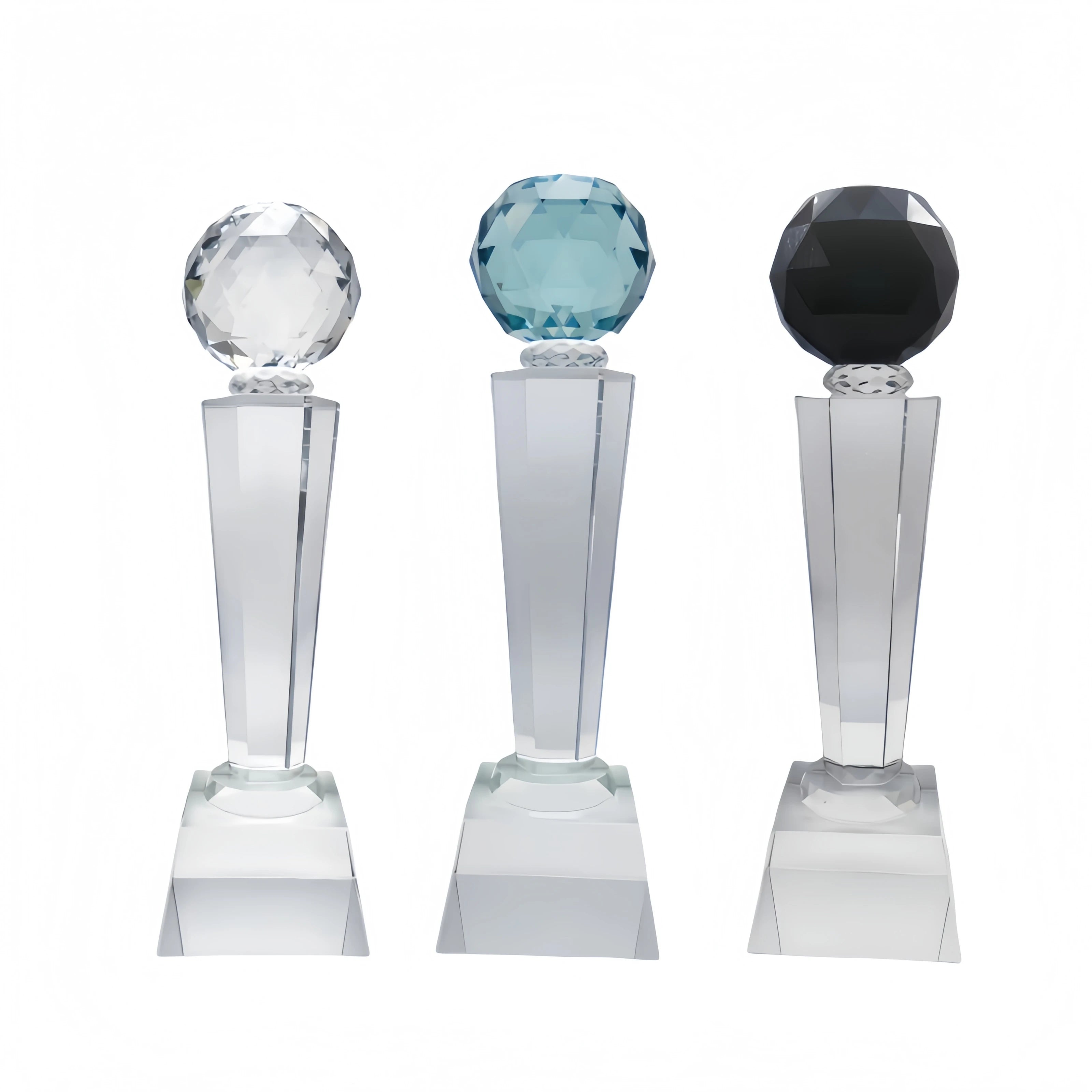 Factory Direct Sales Luxury Feng Shui Transparent Crystal Ball Game Trophy with Customizable Picture Logo