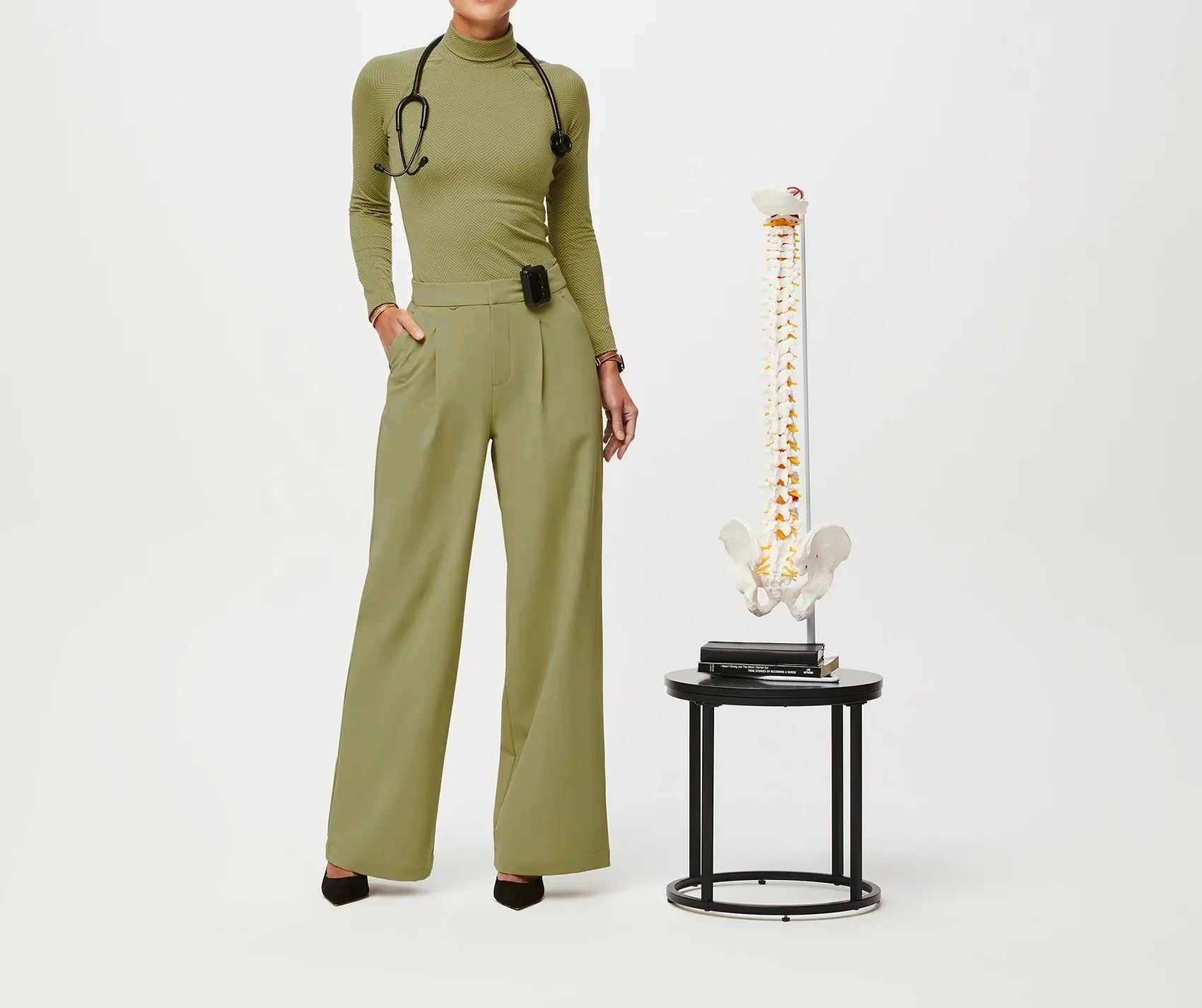 New Fashion High Waisted Wide Leg Scrubtrouser OEM  Top Quality Hospital Uniform