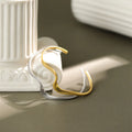 HSH115 S925 Sterling Silver Gold/Silver Plated Trendy Minimalist Wavy Personality Women's Bangle Open Jewelry MegaBDM