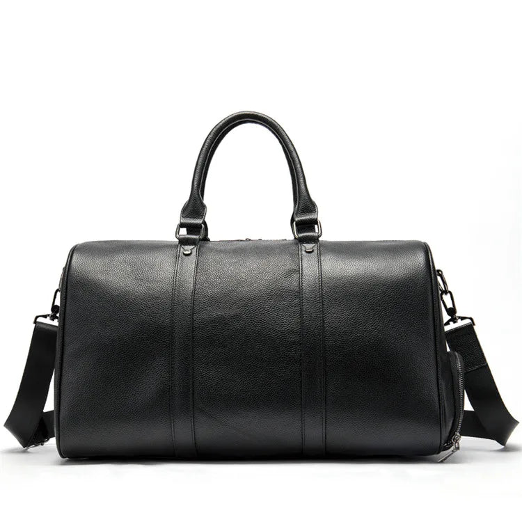 SCHLATUM Men's Genuine Leather Duffle Bag Fashion Leisure Design Lightweight Zipper Closure Soft Durable for Outdoor Travel
