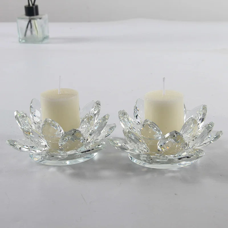 Factory Wholesale New Transparent Crystal Lotus Wedding Table Decoration Acrylic Candlestick Holder for Centerpieces Weddings