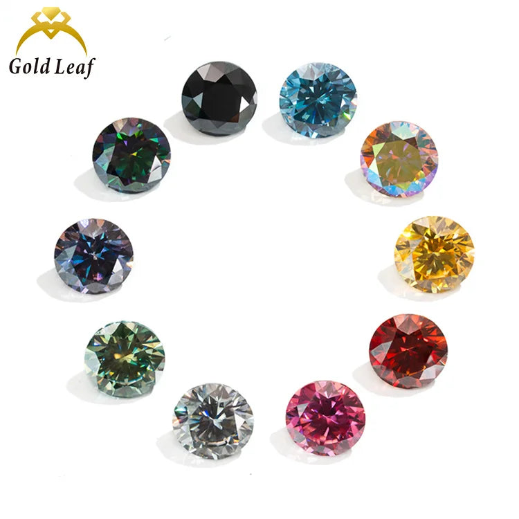 Goldleaf RTS Wholesale Round Cut Plating Full Multicolor Moissanite Diamond with GRA Certificate Moissanite Loose Gemstones