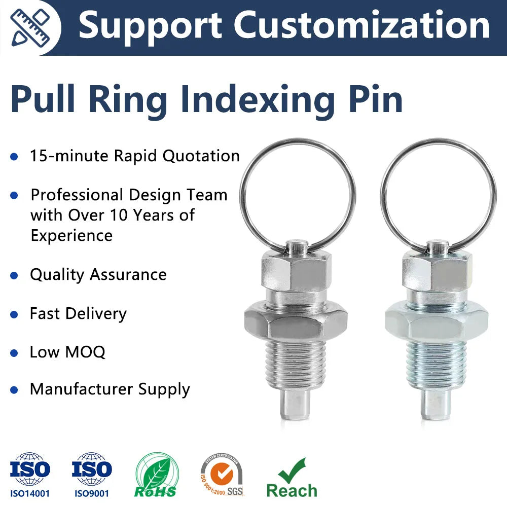 PANQI FD809 Stainless Steel/Carbon Steel Spring Indexing Plunger Hand-Retractable Pull Ring Fasteners Factory Price