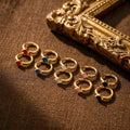 QIAOREN 12125-29 Multi-color Cut Square Stainless Steel Huggie Hoop Earrings 18K Gold Plated Earring Women Trend Jewelry