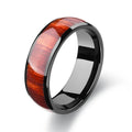 New Stainless Steel Inlaid Wood Grain Ring Retro Steel Ring Bracelet Personality Men's Ring