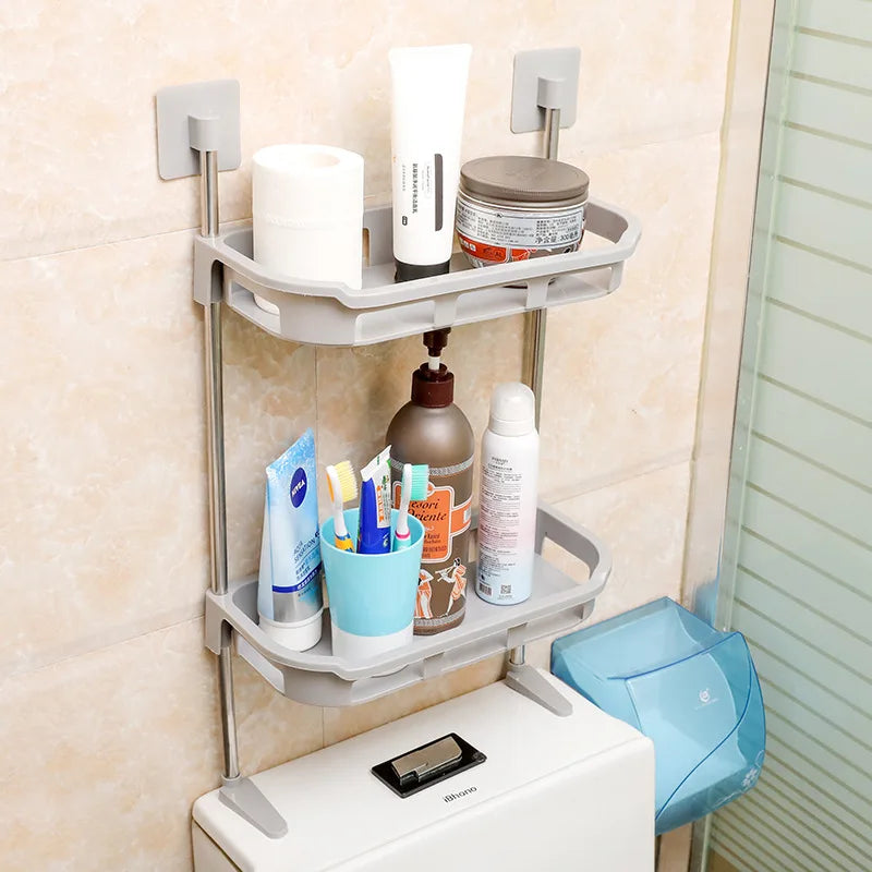 2 Tier  Over Toilet Wall Floating Shelf Toilet Storage Rack Bathroom Over the Toilet Storage Shelf
