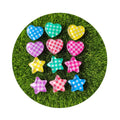 Cute Resin Mini Plaid Heart Star Shaped Series Flat Back Cabochon Scrapbooking DIY Jewelry Craft Decoration