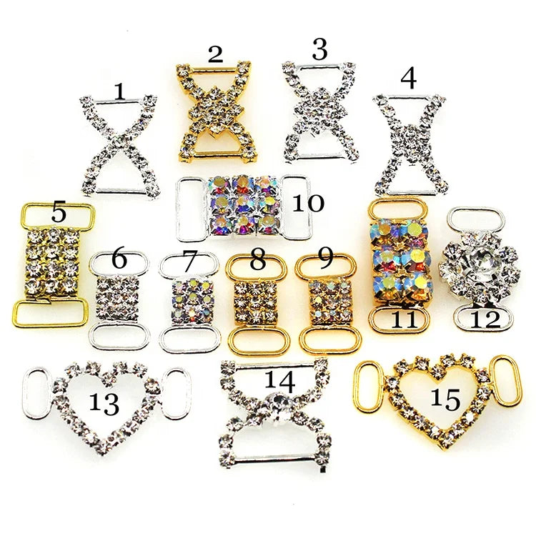 Wholesale Small and Middle Metal Buckles Crystal Rhinestone Connector Rings Ring Type Material