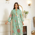 New Fashion Stand Colar Elegant Design Loose Dress Flower Printed Floral Dress Abaya Women Muslim Dress