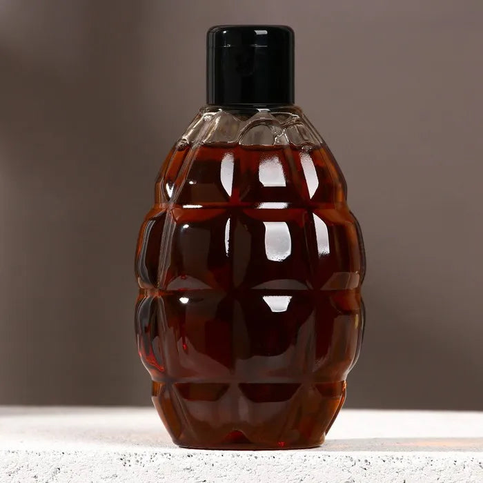 Grenade Shape Glass Liquor Bottle for Vodka Whisky Rum Gin Ice Wine with Custom Cork Screw Cap Lid 8oz 250ml