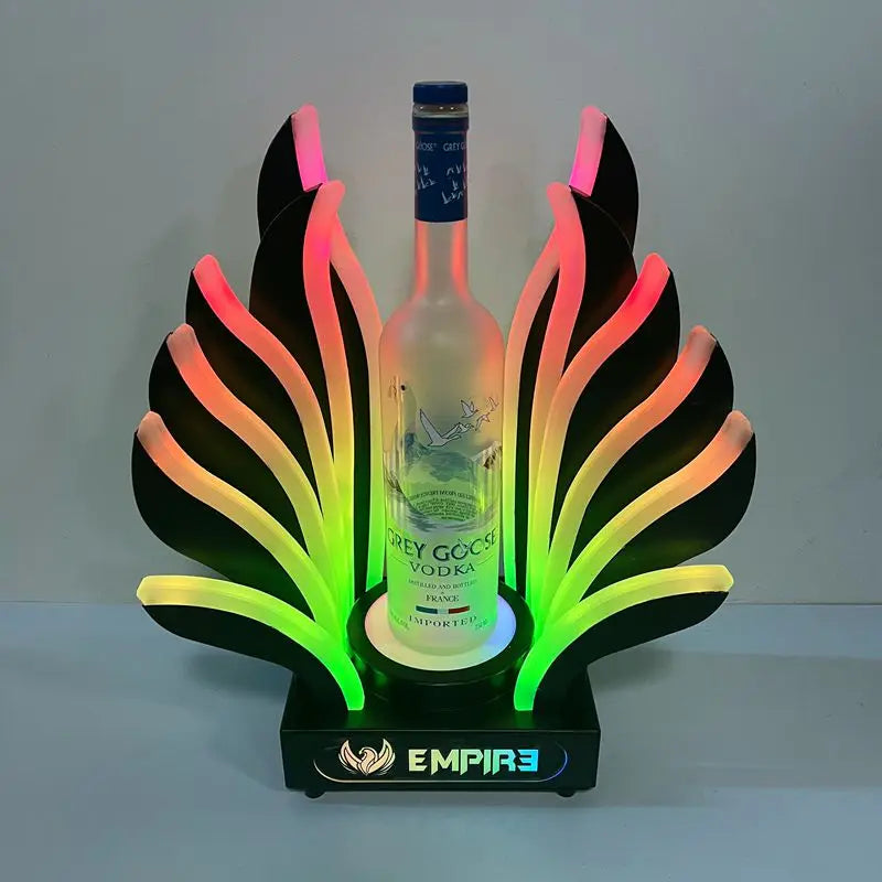 Nightclub bar Custom LOGO Acrylic Peahen Coral Carrier Glorifier Display VIP champagne Stand Racks Flashing LED Bottle Presenter