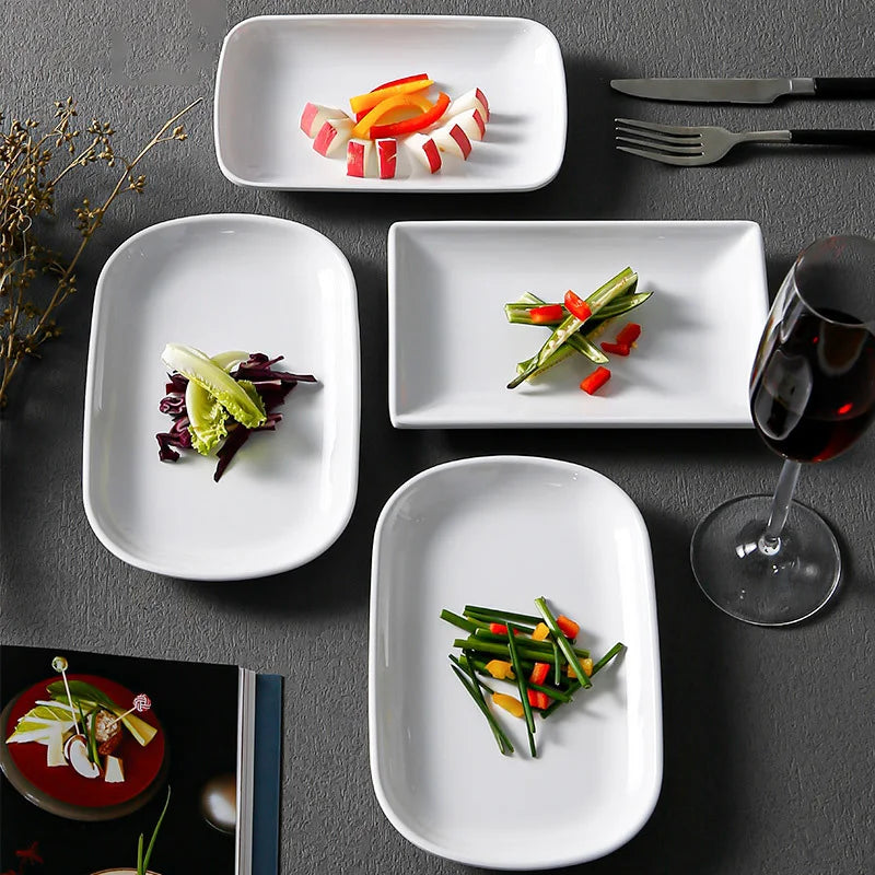 Vintage Eco-Friendly Melamine Rectangle Dinner Plates Customized Pattern In-glaze Decoration Restaurant Use Wholesale