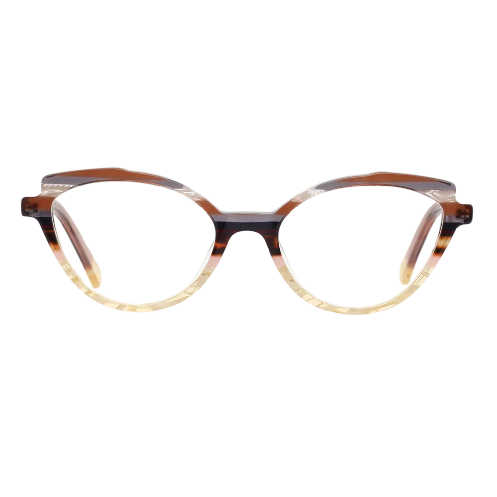 Cross-border Factory Wholesale Cat's Eye Glasses Acetate Optical Frame Gradient Color Acetate Optic Frame Stock Eye Glasses