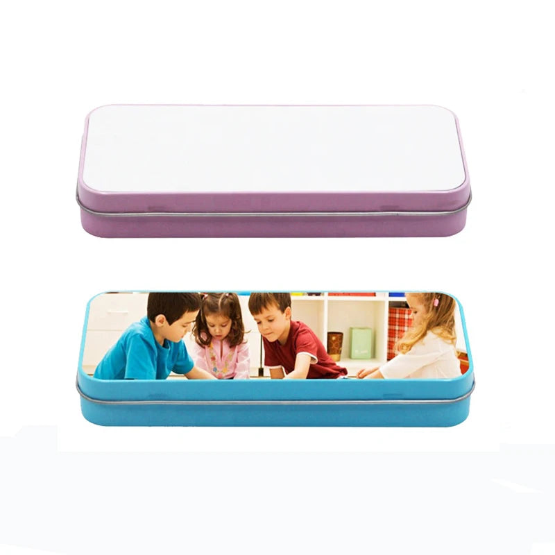New Design Custom Logo Sublimation Blanks Tin Pencil Storage Box for Kids
