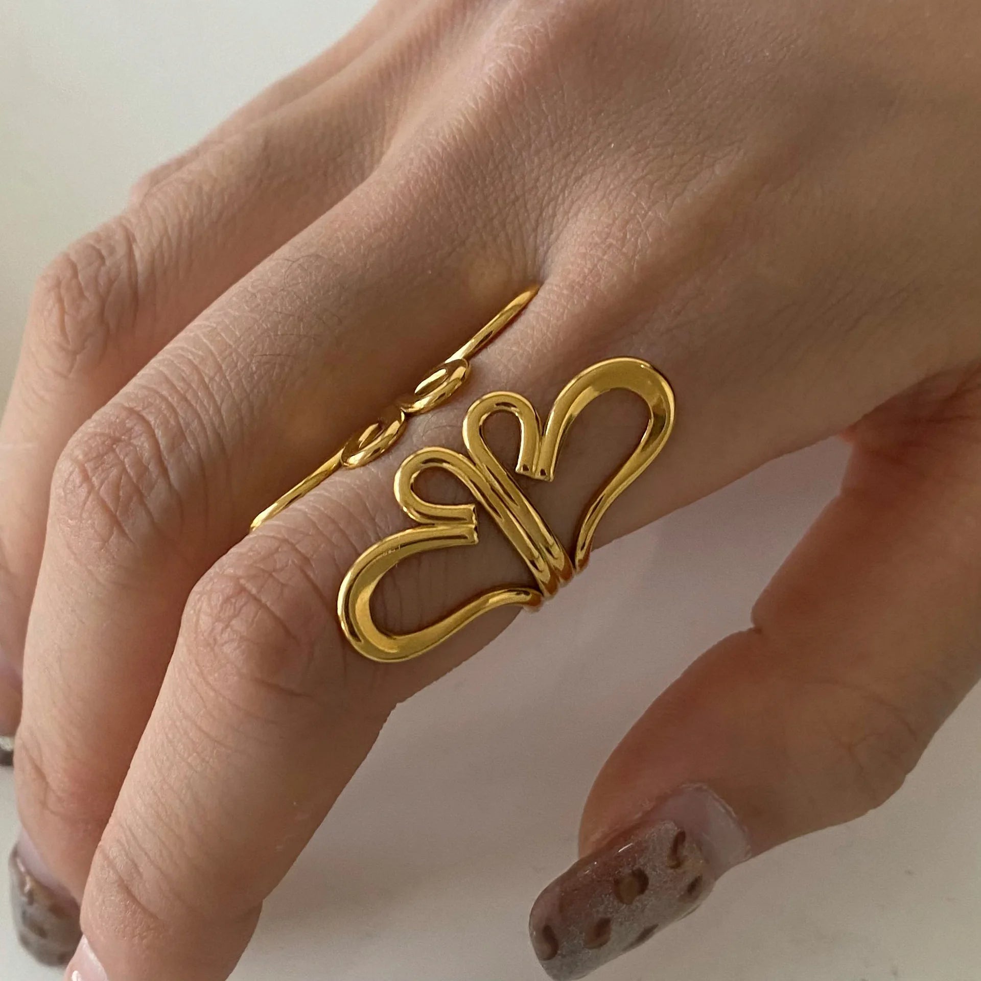 Adjustable 18K Gold PVD Stainless Steel Fashion Rings Waterproof Butterfly Statement Jewelry for Women for Engagement