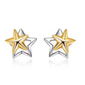 Fashion Jewellery S925 Sterling Silver Two Tone Five-Pointed Star Stud Earrings for Women
