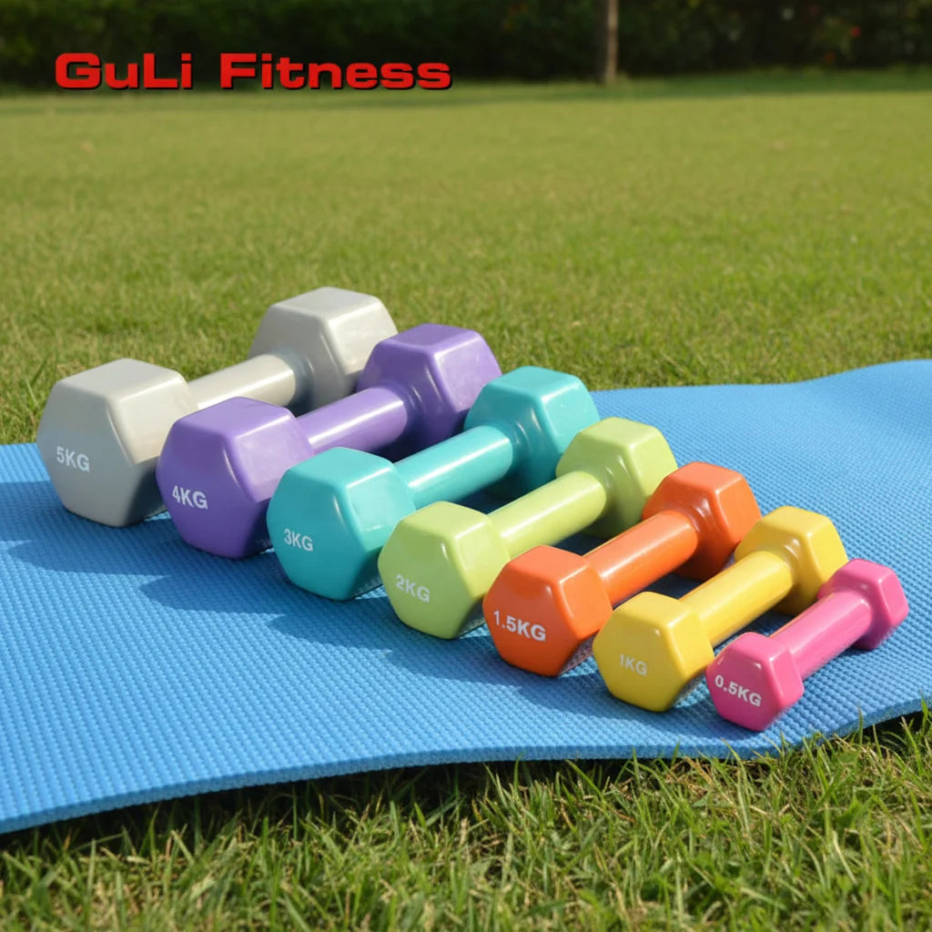 Cheap Hex Dumbbells Fitness 3lb 5lb 8lb 10lb 12lb Colorful Dumbbell Set Home Gym Hand Weight Vinyl Dumbbell