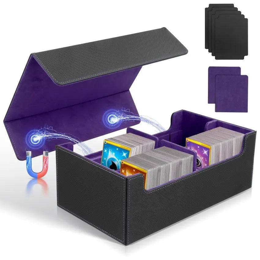 MIO 6-in-1 Commander PU Leather Deck Organizer 4 Dividers 2 Insertable Magic Collection Decks Custom Logo Pattern Button Closure