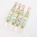 High Demand Daisy Flower Silicone Flower Print Beads With Tassels Pendant Keychain MegaBDM