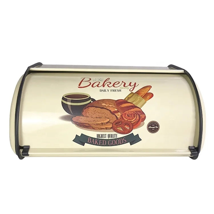 Vintage Bread Box Teal Farmhouse Large Bread Container with Roll Top Lid Rustic