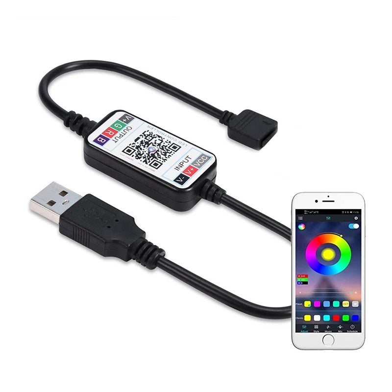Factory Direct Mini LED Strip Controller 4Pin USB 5-24V 5050 RGB Light Dimmer with APP Control 16 Million Colors for RGB LED