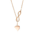 Fine Jewelry 925 Sterling Silver Rose Gold Plated Infinite Love Heart Y Necklace for Women