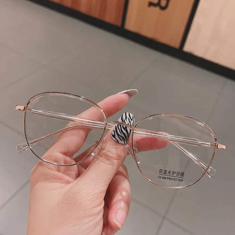 2024 New Custom Myopia Prescription Lens Eyeglasses Colorful Round Metal Glasses Frame Anti Blue Light Optical Glasses