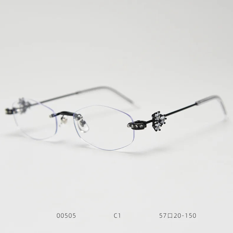2026 Fashionable Frameless Glasses with Blue Light Blocking Lenses Small-Frame Eyeglasses Women Designer Eyewear Brands