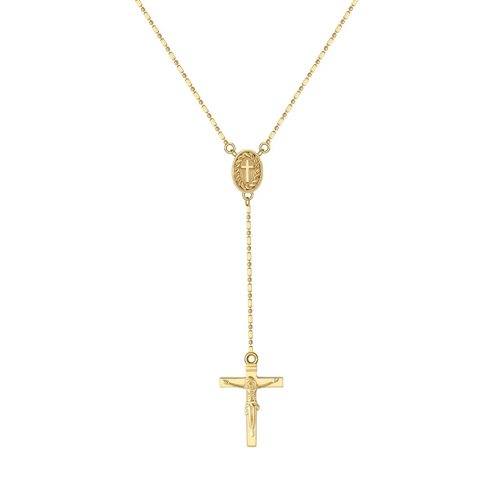 GAN03 Popular Jesus Cross Pendant 925 Sterling Silver Fashion Christian Jewelry 14K Gold Crucifix Pendant Necklace