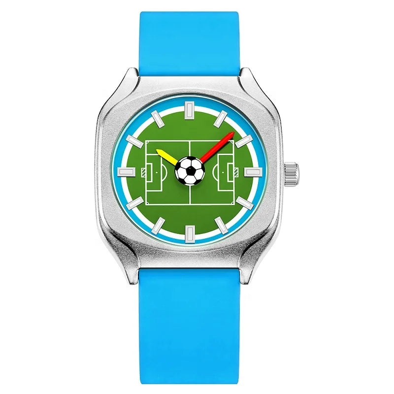 Cheap Price Promotional Fashion Design Men Watch Soccer Football Face Sports Wristwatches Accessories Free Box