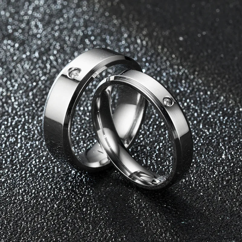 Wholesale Fashion New Design 4mm 6mm Titanium Steel Fashion Round Diamond Stainless Steel CZ Ring