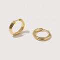 LOZRUNVE Sterling Silver 925 18k Gold Korean Statement Texture Medium Hoop Earring