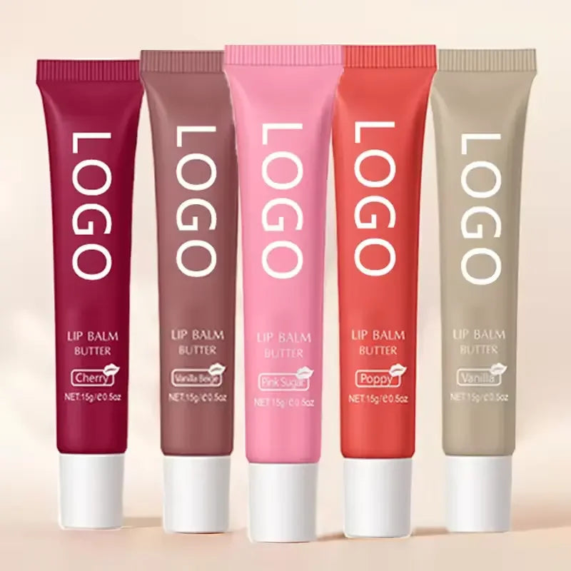 Nourishing Natural Mineral Lip Balm Gel Tube Packaging Lip Tint Waterproof Organic Vegan Lip Plumper Gloss Logo Private Label