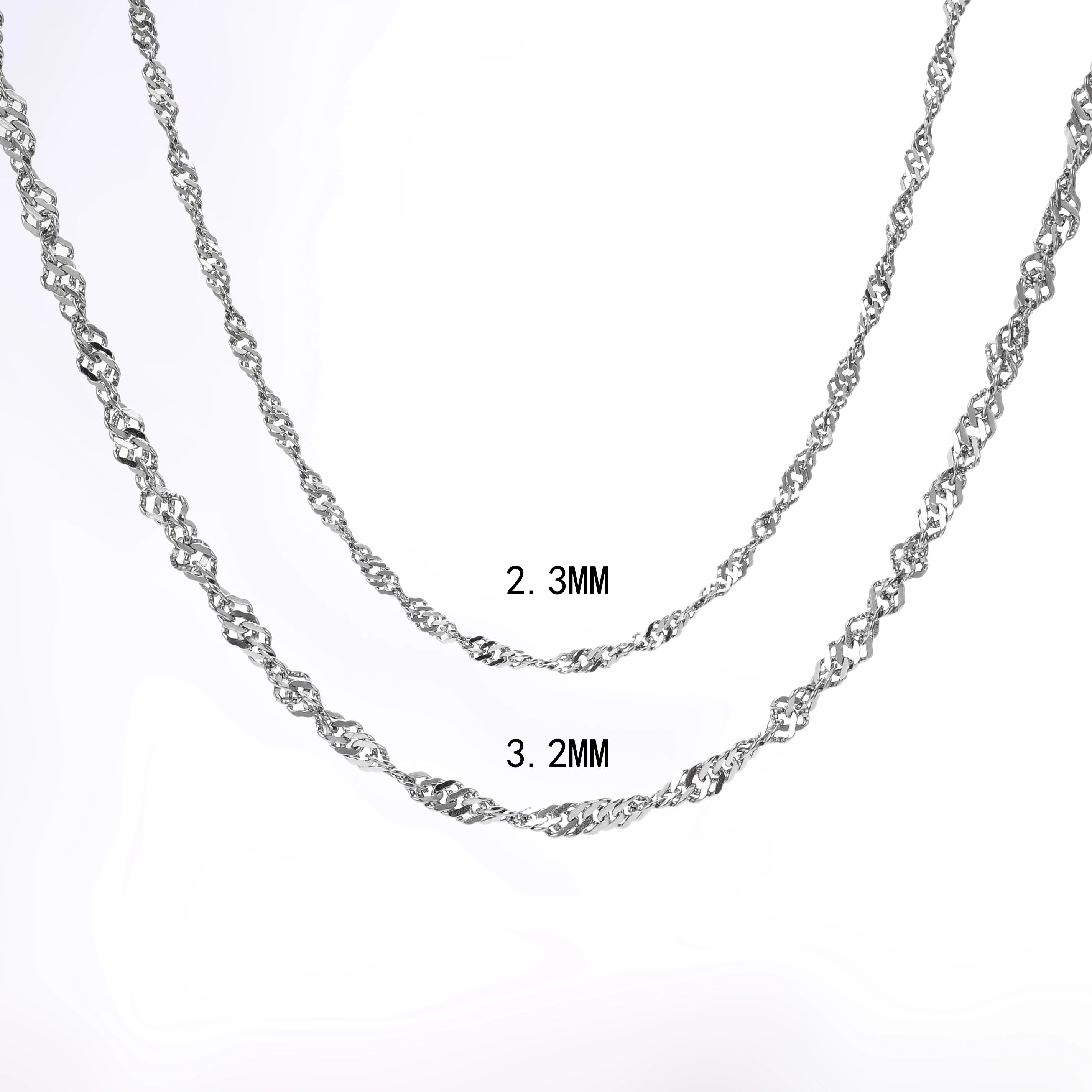 Wholesale YAAZKY SPL Unisex 3.5 5mm Stainless Steel Waterproof Trendy Water-wave Twist Rope Chain Necklace for Anniversary