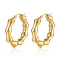 Wholesale Custom Hollow Personalized Stainless Steel Jewelry 18K Gold Plated Oversized Bamboo Hoop Trendy Party Wedding Gift