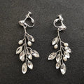 SLBRIDAL Handmade Rhinestones Crystal Freshwater Pearls Clip on Bridal Dangle Earring Wedding Chandelier Earring Women Jewelry