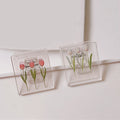 Cute Transparent Acrylic Binder Clip Tulip Notes Letter Paper Clip Office Supplies Binding Securing Photo Memo Clips Bookmark