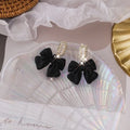 Elegant Korean Zircon Crystal Statement Earring Black Velvet Knot Stud Earrings