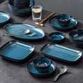 Hot-selling Luxury Blue Striped Porcelain Dinnerware Sets Custom Made BPA Free Eco-Friendly Hotel Restaurant Tableware