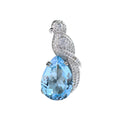 Exquisite 925 Sterling Silver Bird Pendant Rhodium Plated with Natural Sky Blue Topaz for Women Mother's Day Any Gift Occasion
