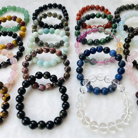 Wholesale Men's and Women's Healing Carnelian Clear Quartz Crystal Moss Agate Natural Stone Gemstone Bead Bracelet