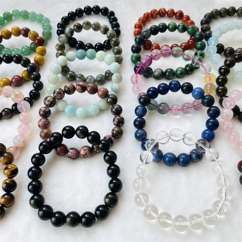 Wholesale Men's and Women's Healing Carnelian Clear Quartz Crystal Moss Agate Natural Stone Gemstone Bead Bracelet