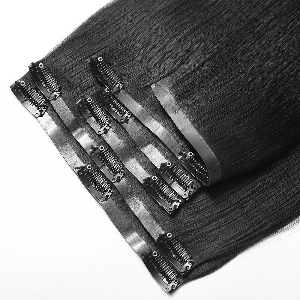 Wholesale Double Drawn Raw Vietnamese Natural Cuticle Aligned Hair Seamless PU Skin Weft Clip in Hair Extension Real Human Hair